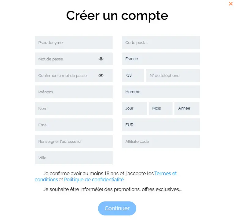 Proceso de registro 31Bet Casino