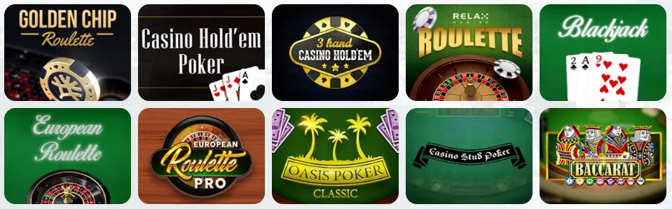 Juegos de mesa en 31Bet Casino